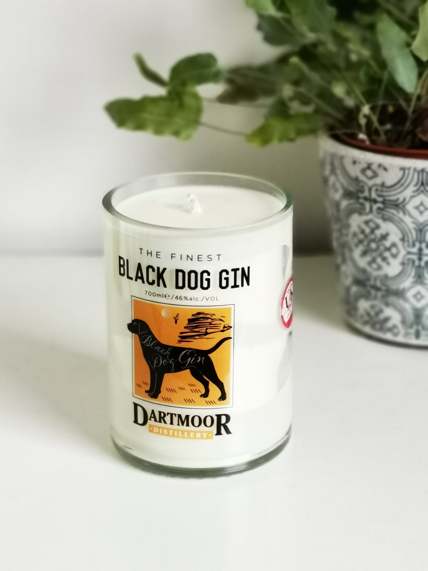 Black Dog Gin Bottle Candle