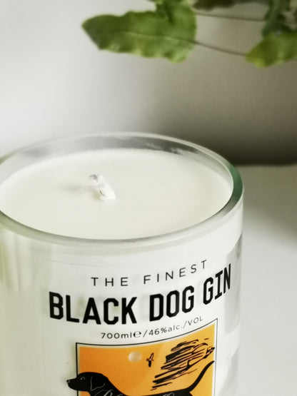 Black Dog Gin Bottle Candle