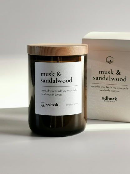 Musk & Sandalwood Wine Bottle Candle