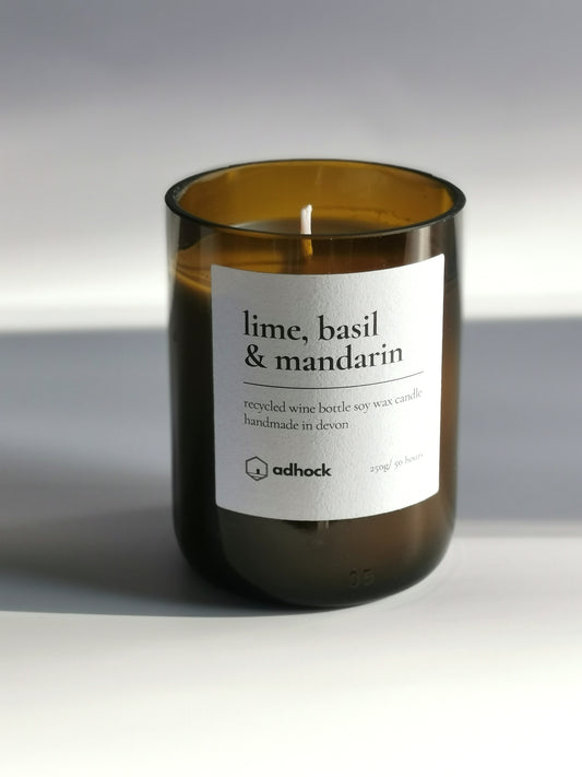Lime, Basil & Mandarin Wine Bottle Candle