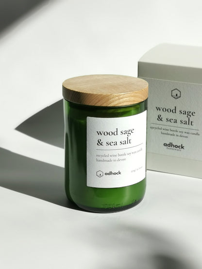 Wood Sage & Sea Salt Wine Bottle Candle