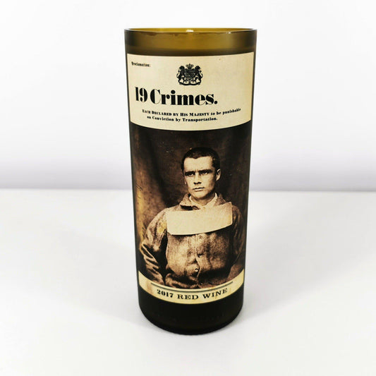 19 Crimes Red Wine Bottle Candle Wine & Prosecco Bottle Candles Adhock Homeware