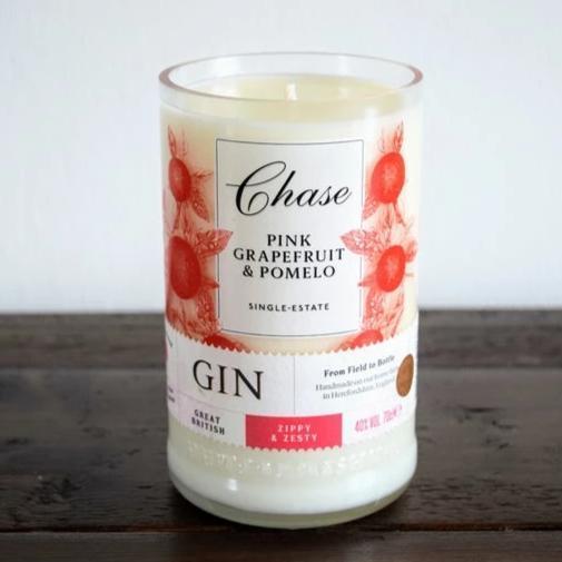 Chase Pink Grapefruit & Pomelo Gin Bottle Candle Gin Bottle Candles Adhock Homeware