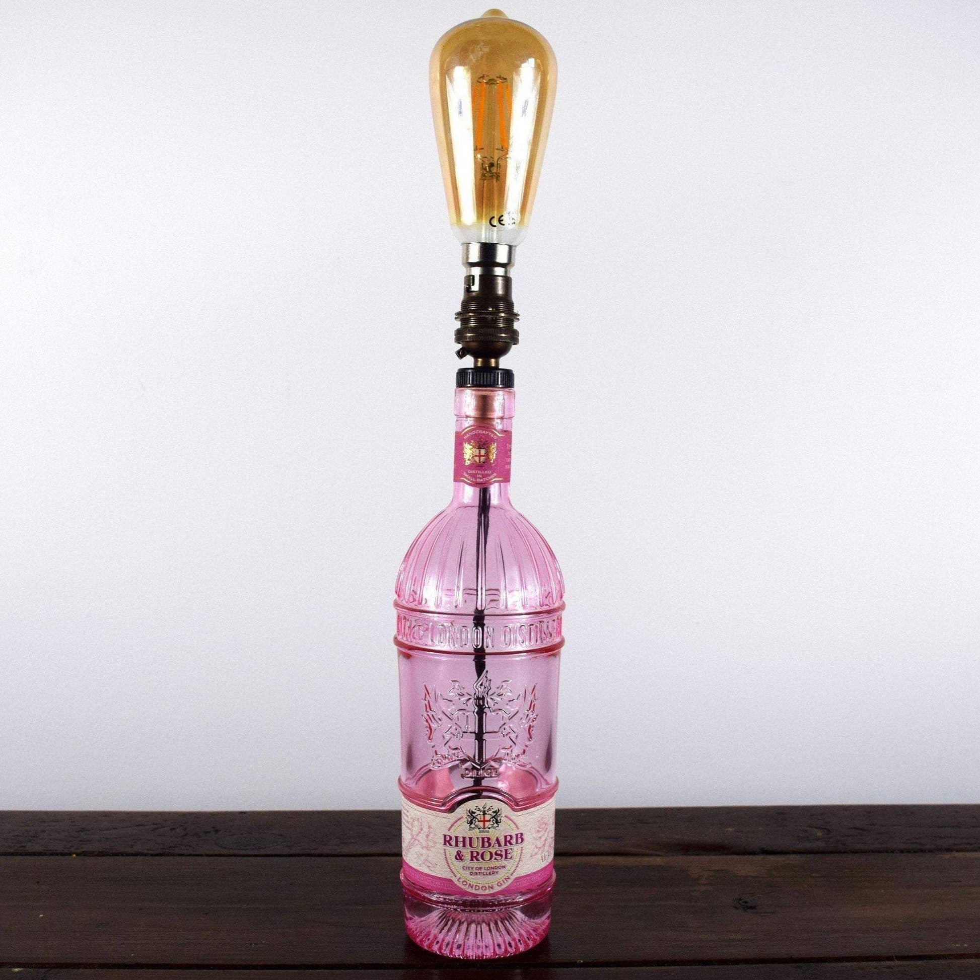 City of London Rhubarb & Rose Gin Bottle Table Lamp Gin Bottle Table Lamps