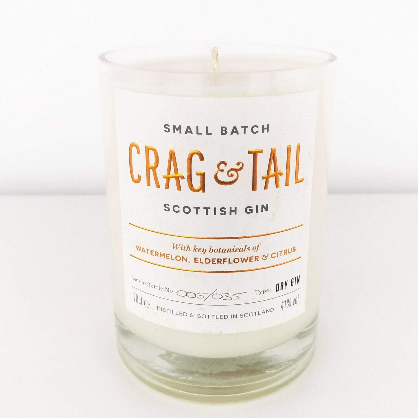 Crag and Tail Gin Bottle Candle, Gin Bottle Candles Adhock Homeware