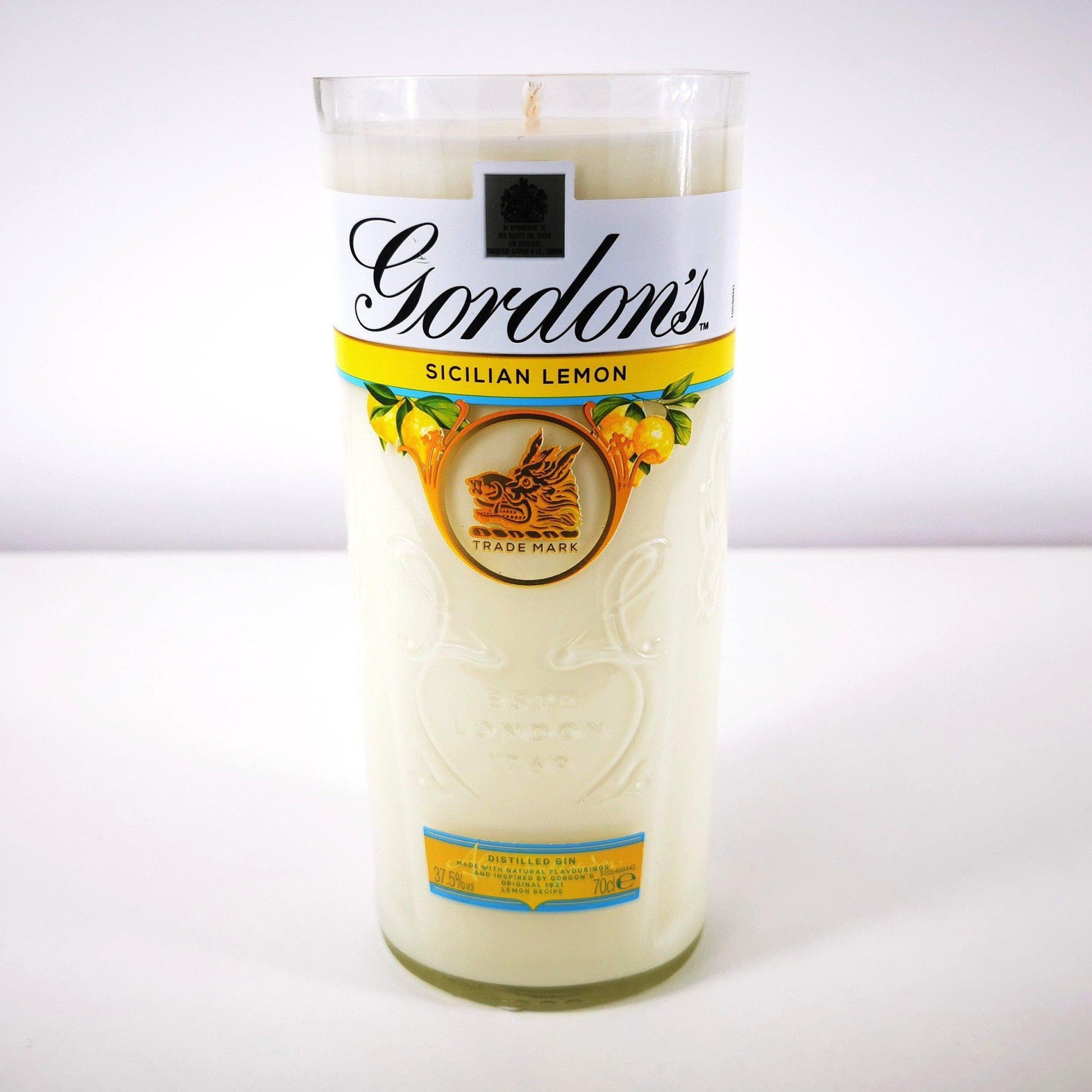 Gordon's Sicilian Lemon Gin Bottle Candle Gin Bottle Candles Adhock Homeware