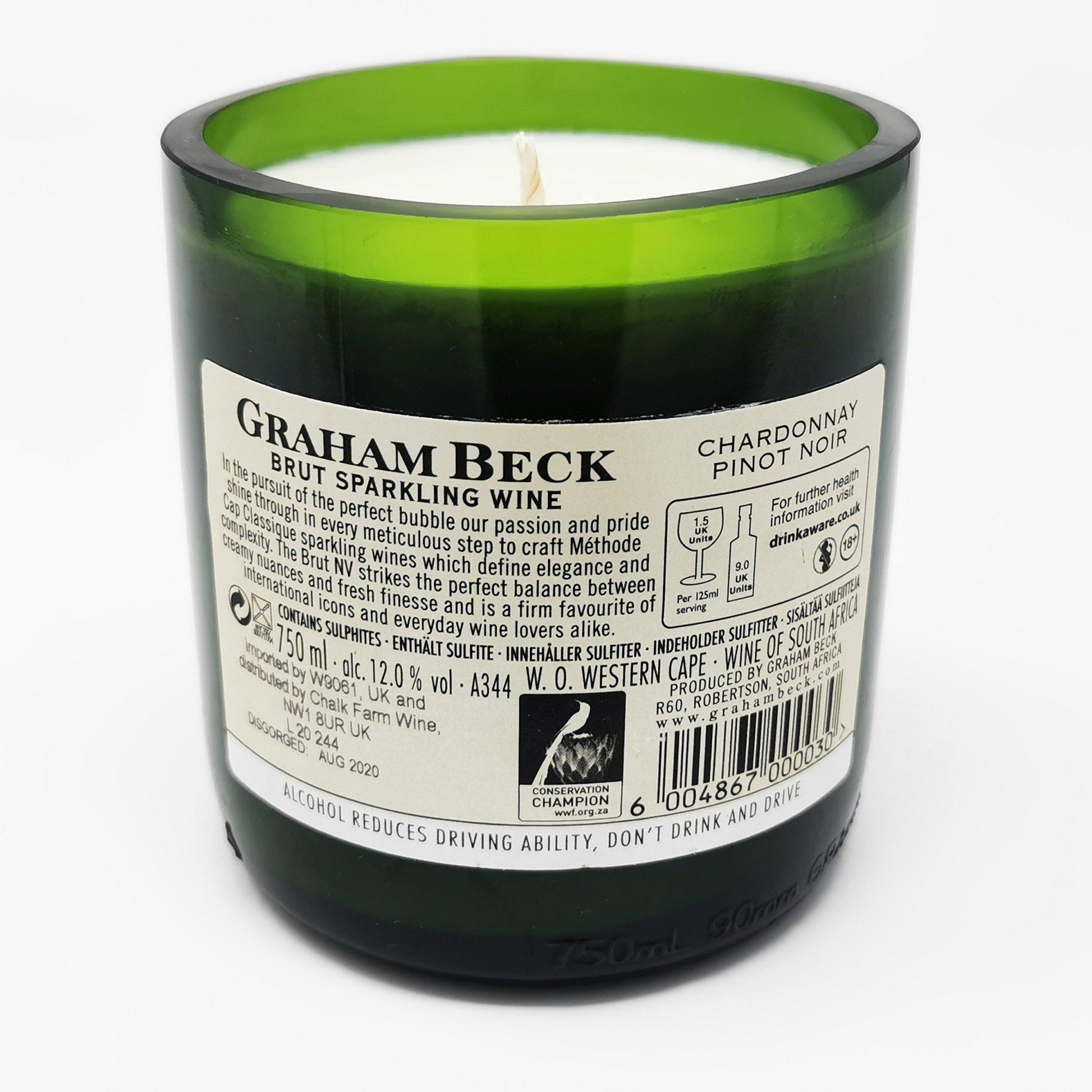 Graham Beck Chardonnay Pinot Noir Brut Bottle Candle-Wine & Prosecco Bottle Candles-Adhock Homeware