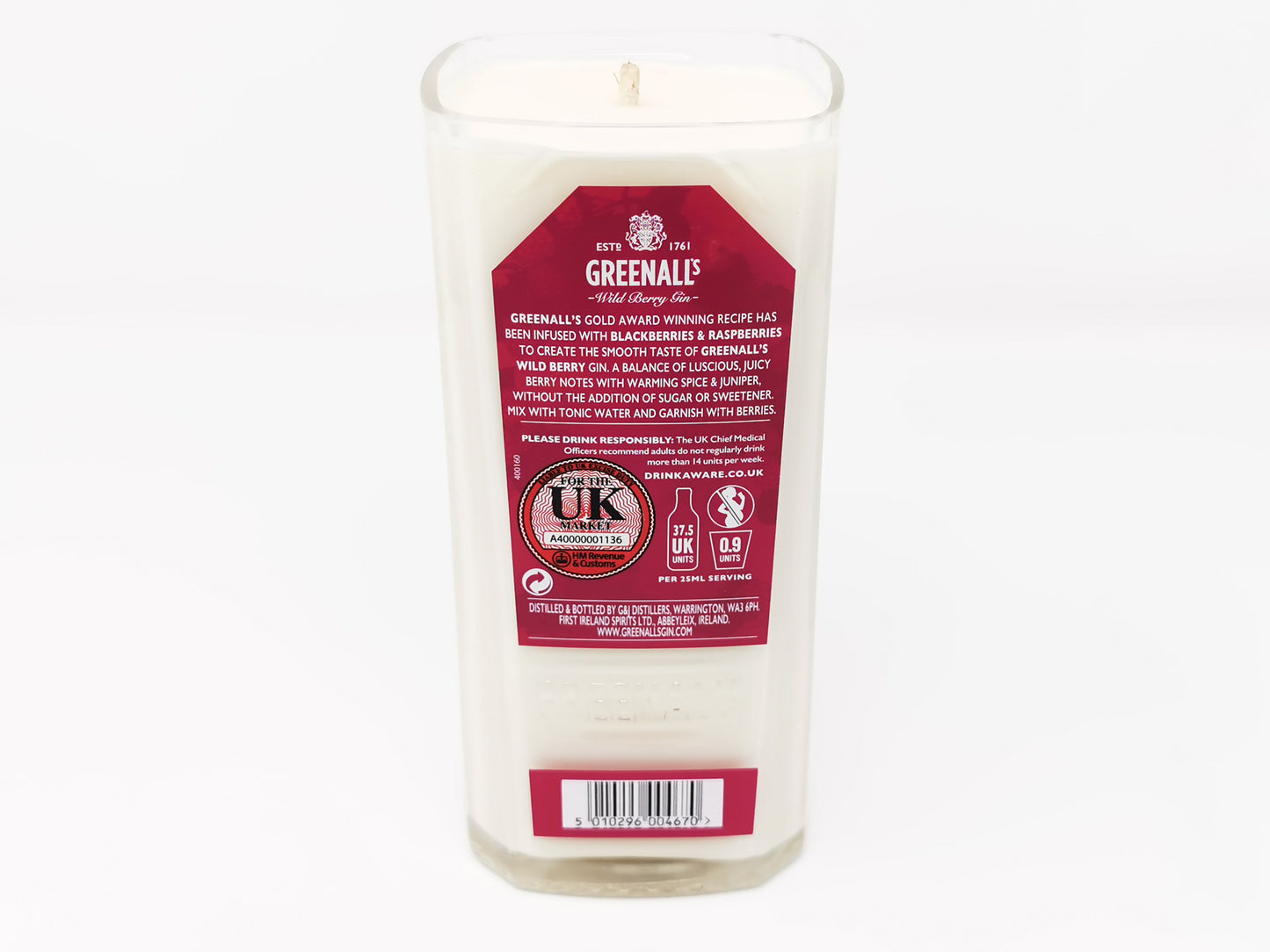 Greenalls Wild Berry 1L Gin Bottle Candle-Gin Bottle Candles-Adhock Homeware