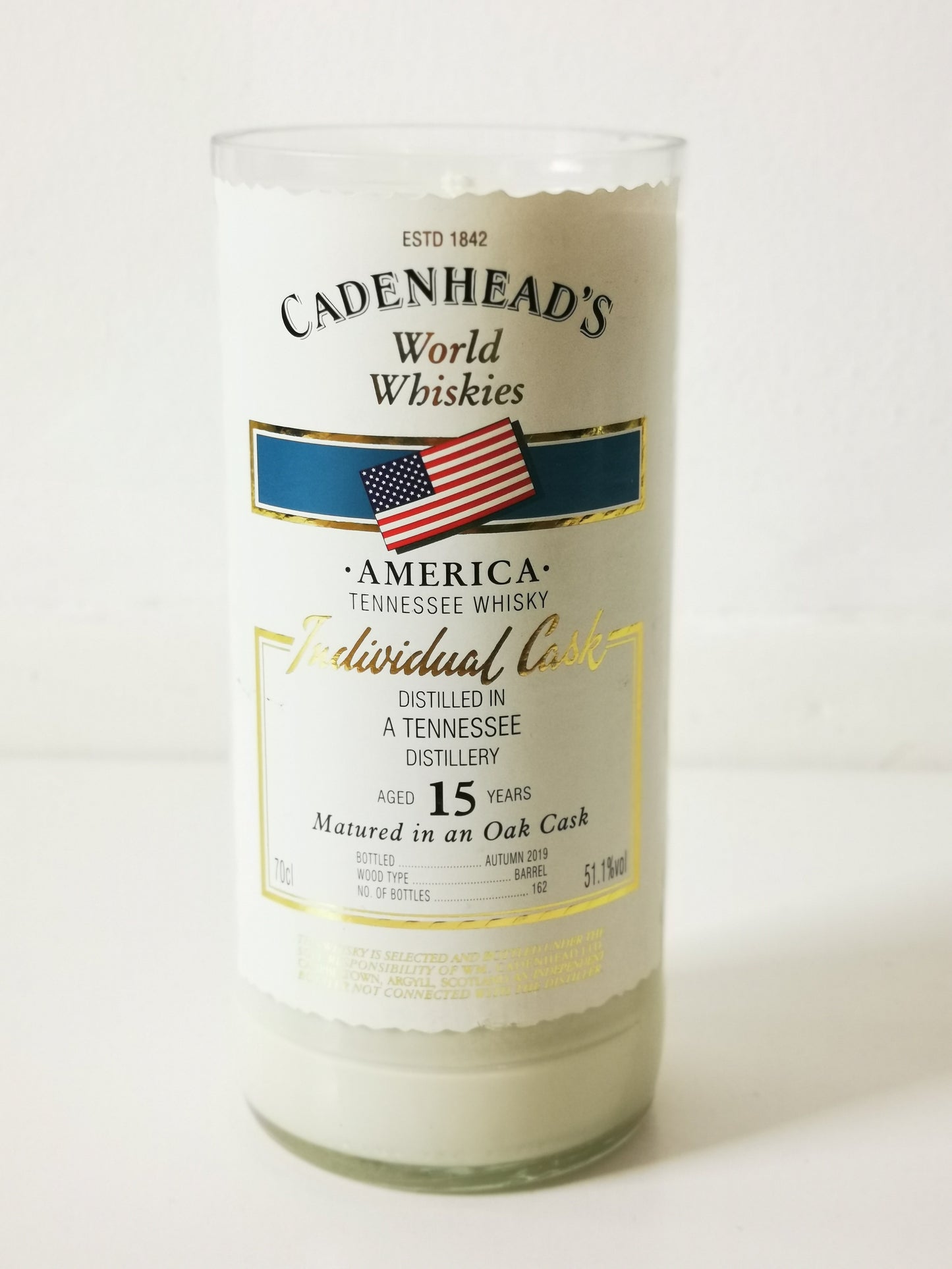 Cadenhead's - 15 Year Old Tennessee Whisky Bottle Candle Whiskey Bottle Candles Adhock Homeware