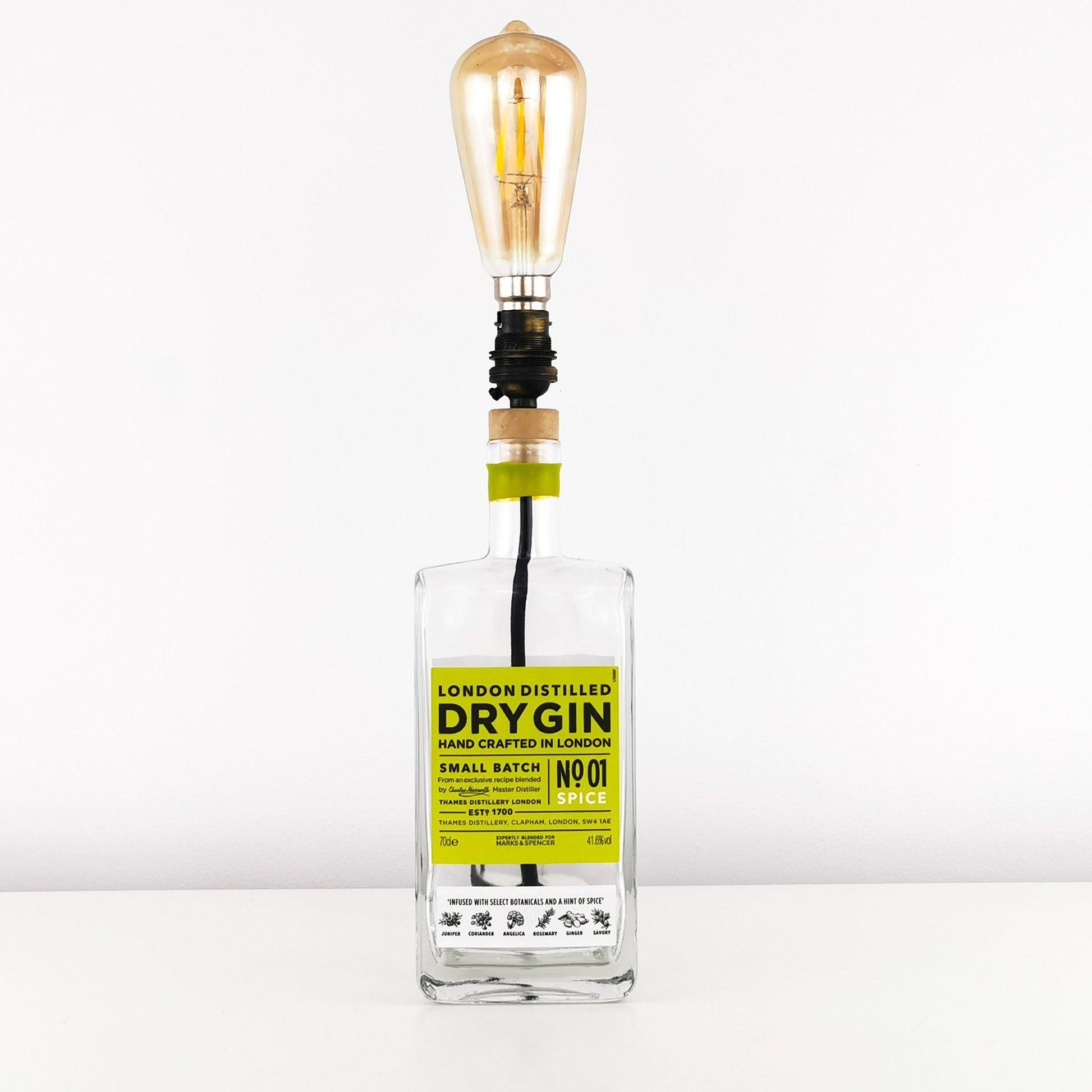 M&S Dry Gin No 1 Spice Gin Bottle Table Lamp Gin Bottle Table Lamps