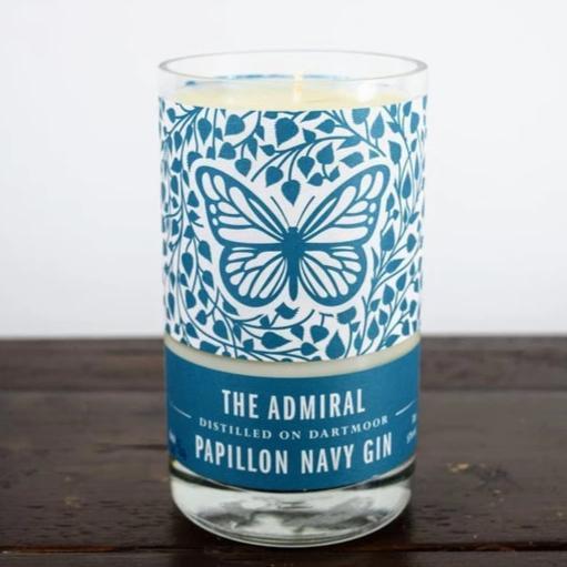 Papillon Admiral Navy Gin Bottle Candle-Gin Bottle Candles-Adhock Homeware