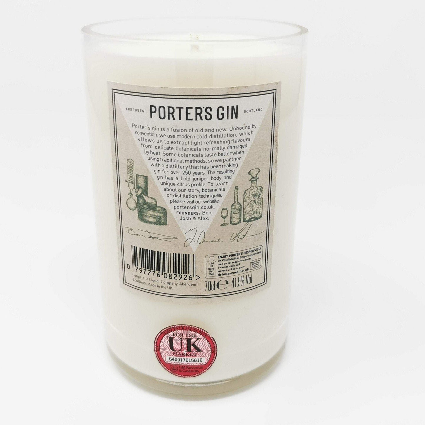 Porters Classic Gin Bottle Candle-Gin Bottle Candles-Adhock Homeware