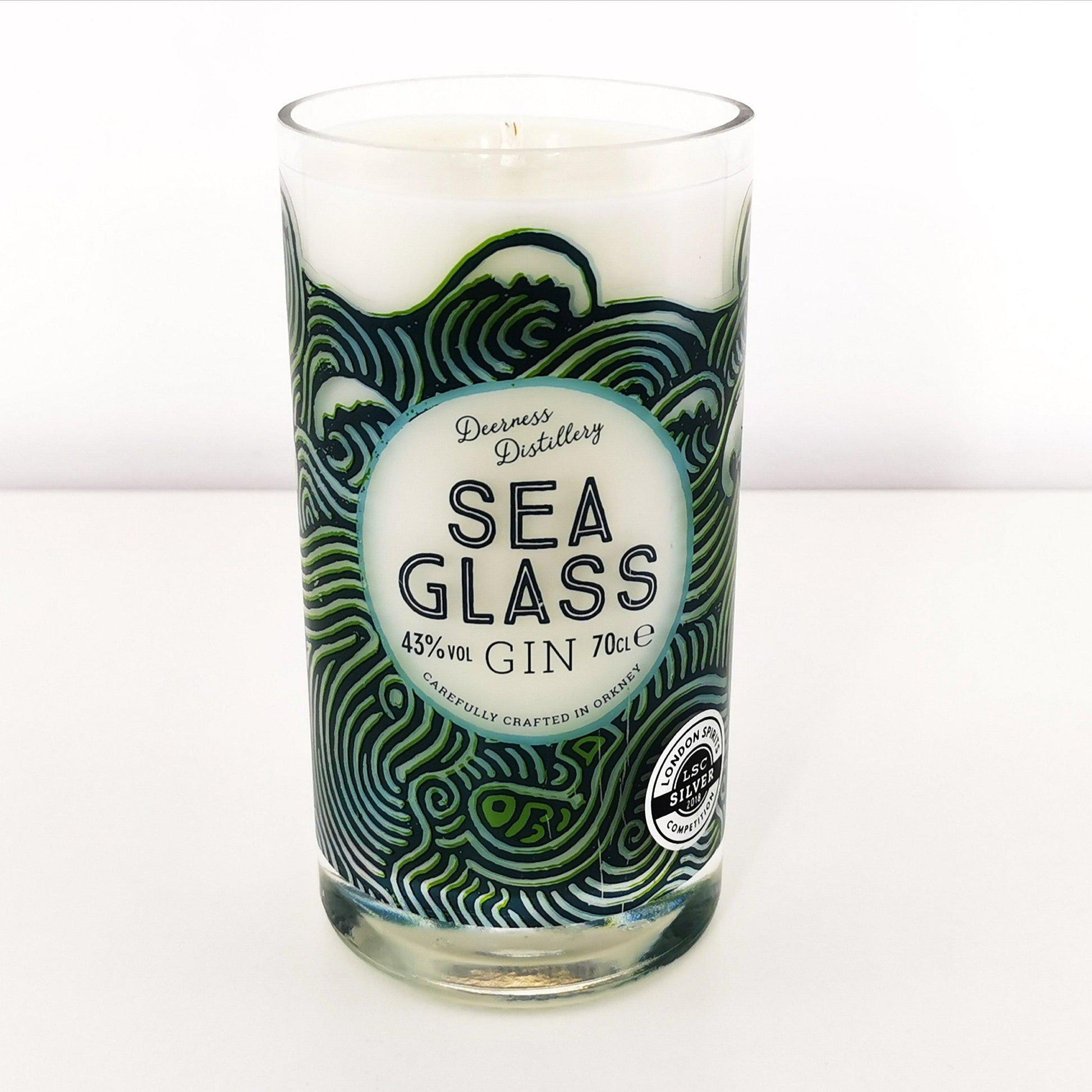 Sea Glass Gin Bottle Candle-Gin Bottle Candles-Adhock Homeware