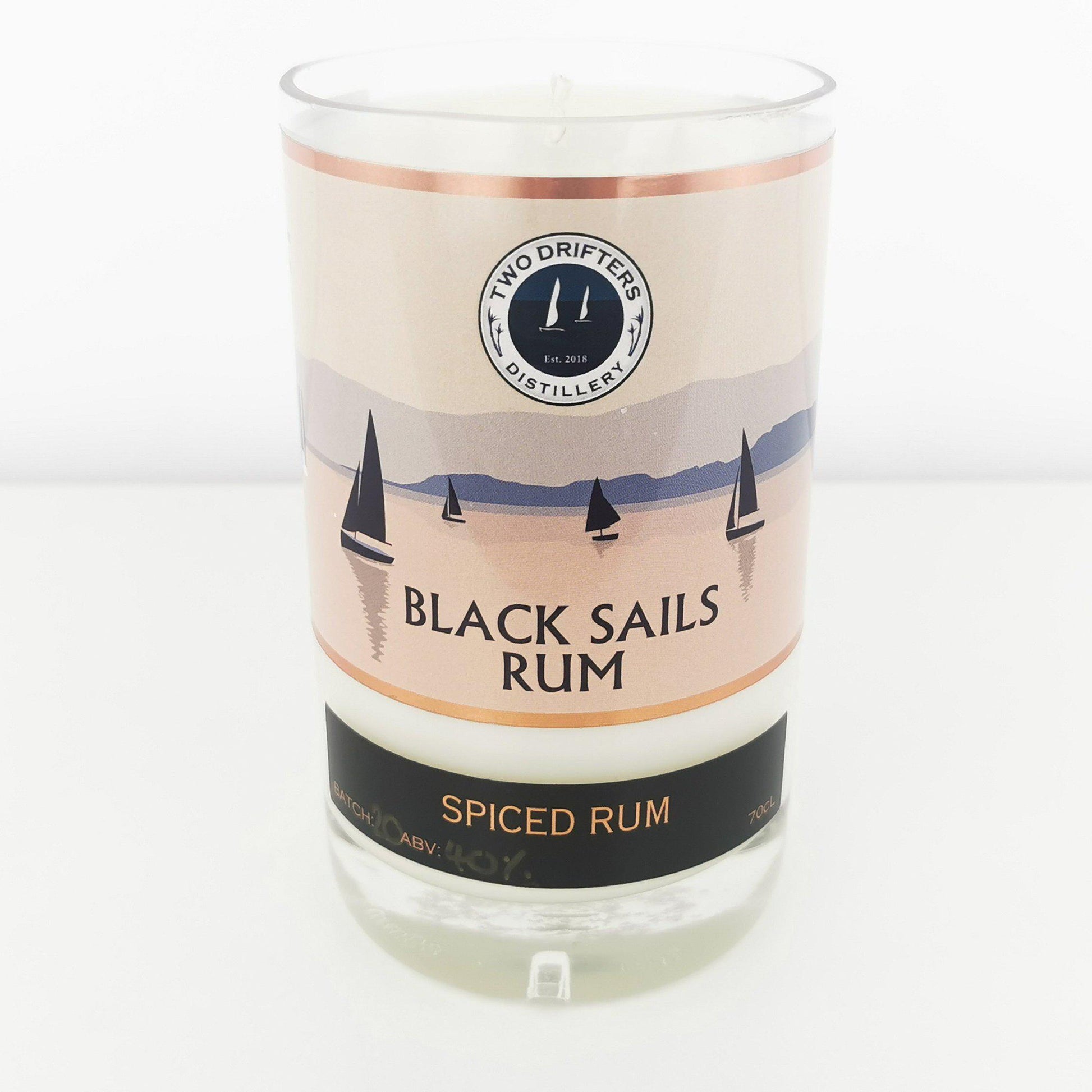 Two Drifters Black Sails Spiced Rum Bottle Candle Rum Bottle Candles Adhock Homeware