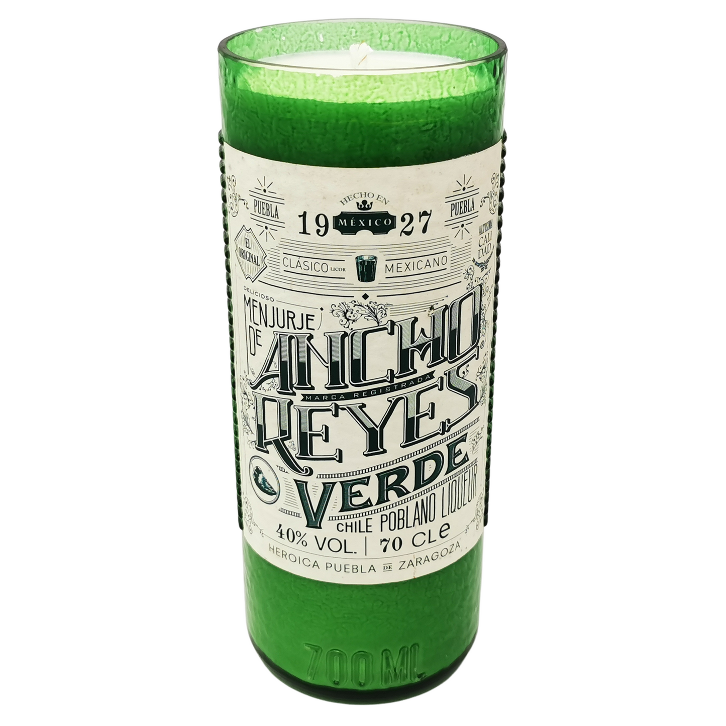 Ancho Reyes Verde Liqueur Bottle Candle Liqueur Bottle Candles Adhock Homeware