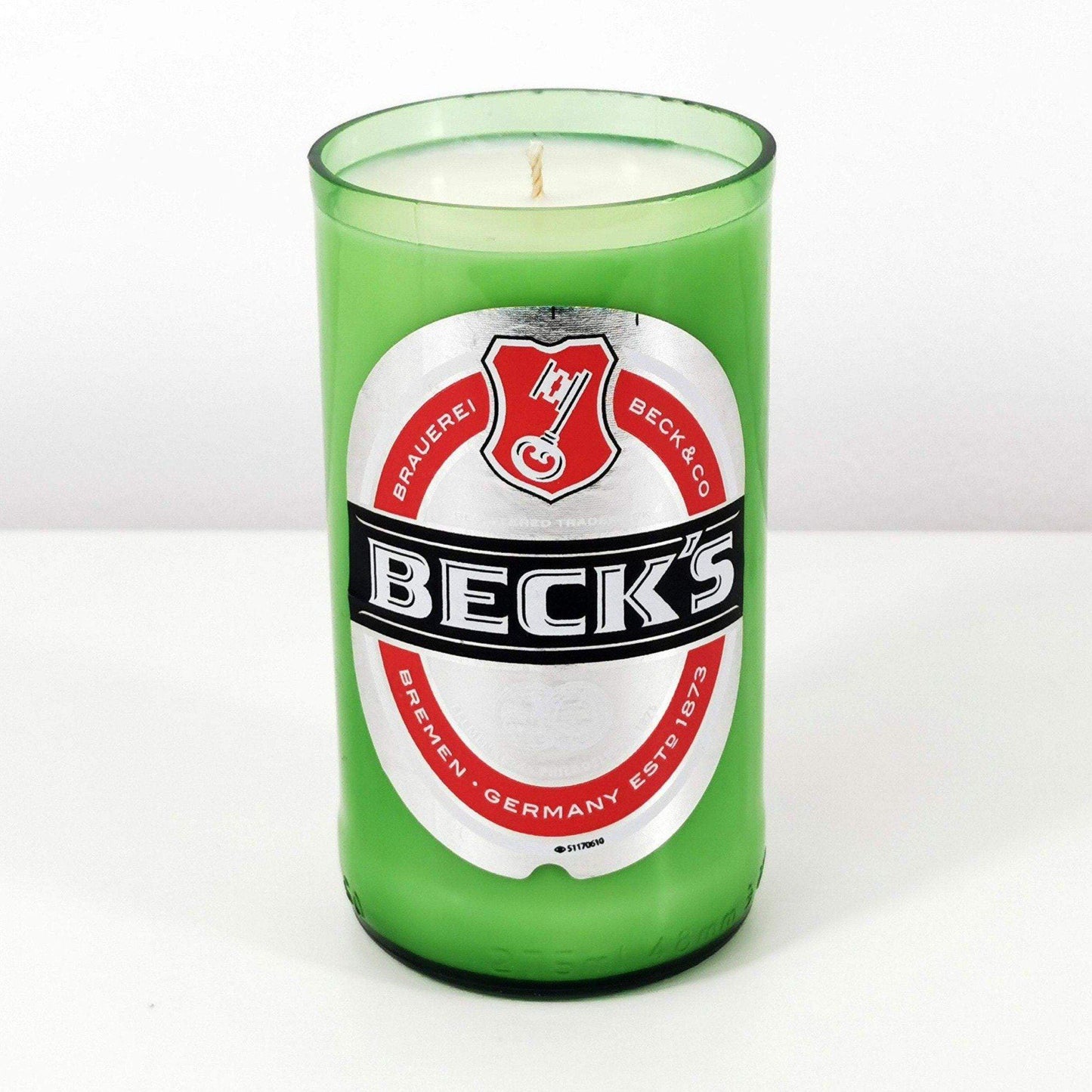 Upcycled Becks Beer Bottle Candle-Beer & Ale Bottle Candles-Adhock Homeware