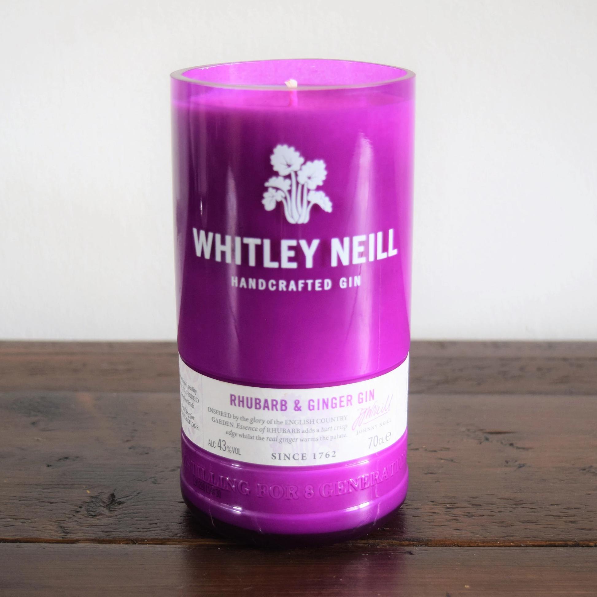 Whitely Neill Rhubarb & Ginger Gin Bottle Candle Gin Bottle Candles Adhock Homeware