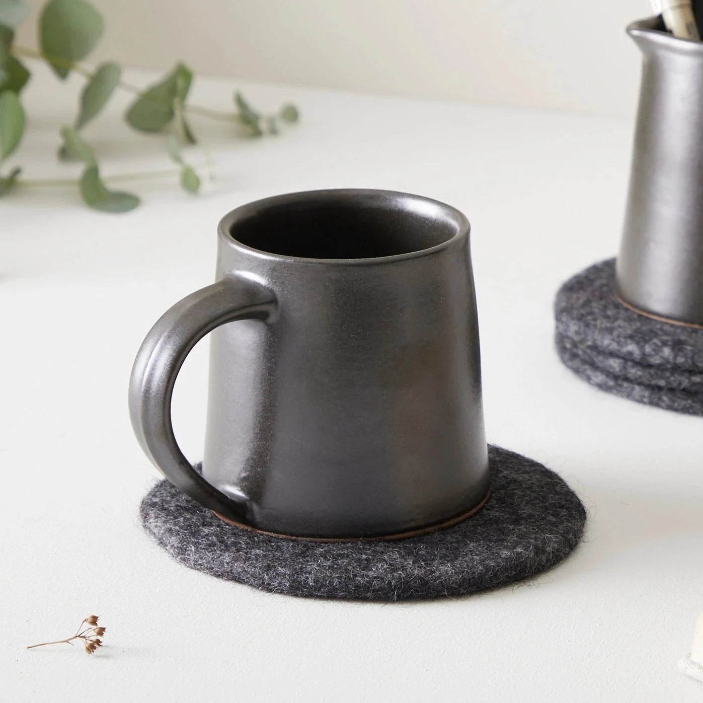 Dark Brown Stoneware Conical Mug Tableware