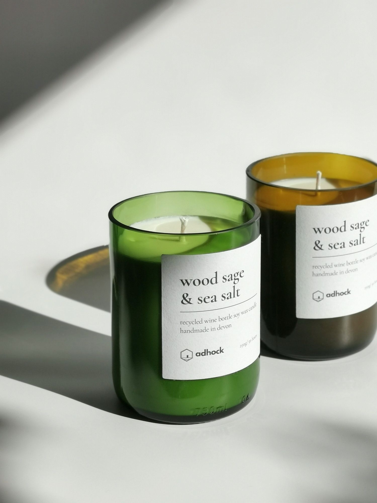 Wood Sage & Sea Salt Upcycled Wine Bottle Soy Wax Candle