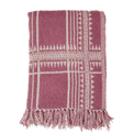 Recycled Fuchsia &amp; Natural White Woven Throw with Fringes additional 1