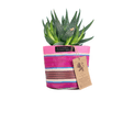 Recycled Woven Stripe Plant Pot Cover (Neyron Pink, Pompadour &amp; Pearl) additional 2