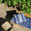 Handwoven Navy Striped Cushion additional 2