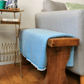 Luxury Handwoven Sky Blue Honeycomb Cashmere Blanket additional 1