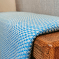 Luxury Handwoven Sky Blue Honeycomb Cashmere Blanket additional 3
