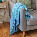 Luxury Handwoven Sky Blue Honeycomb Cashmere Blanket additional 2