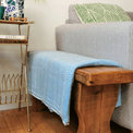 Luxury Handwoven Sky Blue Chevron Cashmere Blanket additional 3