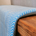 Luxury Handwoven Sky Blue Chevron Cashmere Blanket additional 2