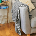 Luxury Handwoven Black &amp; White Geometric Cashmere Blanket additional 3