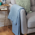Luxury Handwoven Blue-Grey Chevron Cashmere Blanket additional 1