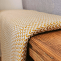 Luxury Handwoven Mustard Scalloped Wave Cashmere Blanket additional 2