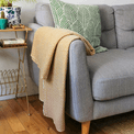 Luxury Handwoven Mustard Scalloped Wave Cashmere Blanket additional 1