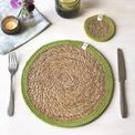 Set of 6 Seagrass &amp; Jute Natural/Green Placemats additional 5