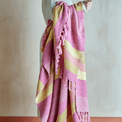 Isnel Recycled Pink &amp; Yellow Stripe Cotton Throw additional 2