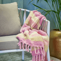 Isnel Recycled Pink &amp; Yellow Stripe Cotton Throw additional 6