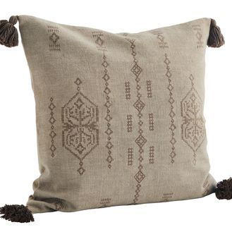 Embroidered Square Cushion Cover with Tassels
