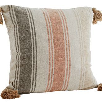 Striped Square Cushion Cover with Tassels