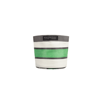 Recycled Woven Stripe Plant Pot Cover (Grass Green, Indigo &amp; Pearl)