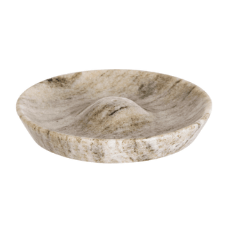Handcrafted Round Beige Marble Incense Holder