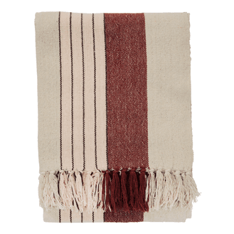 Recycled Almond &amp; Warm Pink Cotton Throw