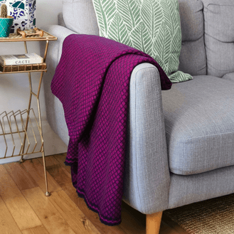 Luxury Handwoven Deep Plum &amp; Black Diamond Cashmere Blanket