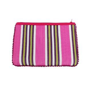 Recycled Woven Fire Pom Pom Pouch