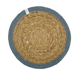 Set of 6 Seagrass &amp; Jute Natural/Grey Placemats