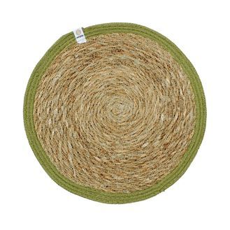 Set of 6 Seagrass &amp; Jute Natural/Green Placemats