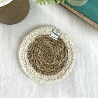 Seagrass &amp; Jute Natural/White Coasters (Set of 6)