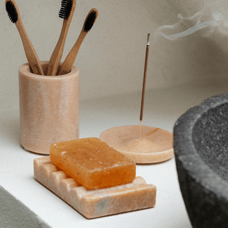 Handcrafted Rose Marble Soap Dish
