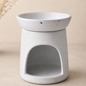 Handmade Ceramic White Speckled Wax Burner